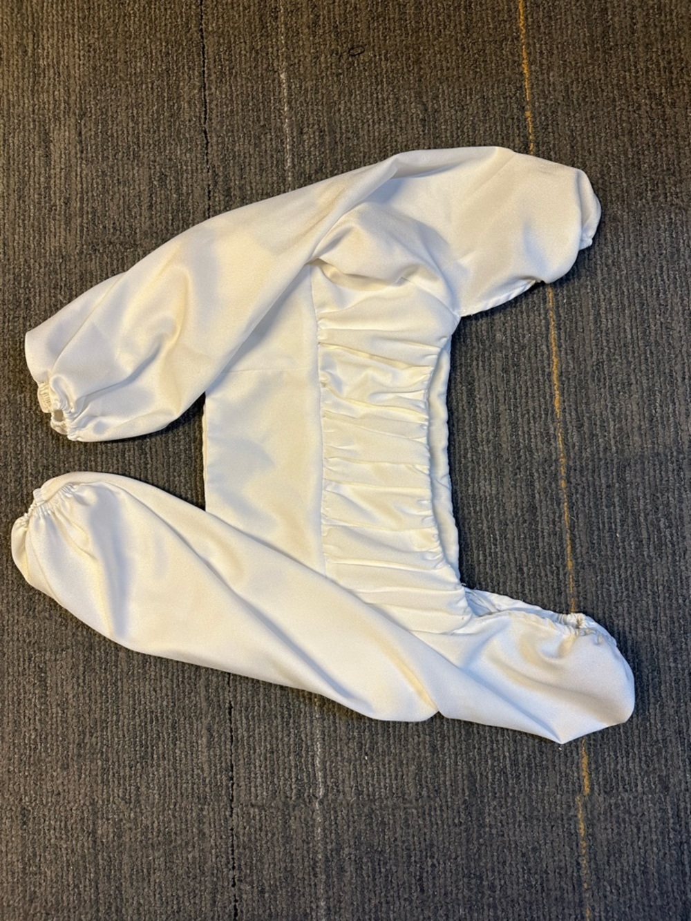 Princess Polly White Satin Crop Top with Puff Sleeves
